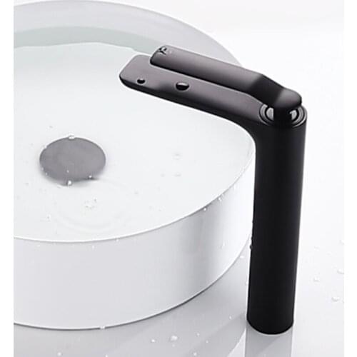 Bathroom Basin Faucets Solid Brass Sink Mixer Hot & Cold Single Handle Deck Mounted Lavatory Taps Black/Chrome New Arrival