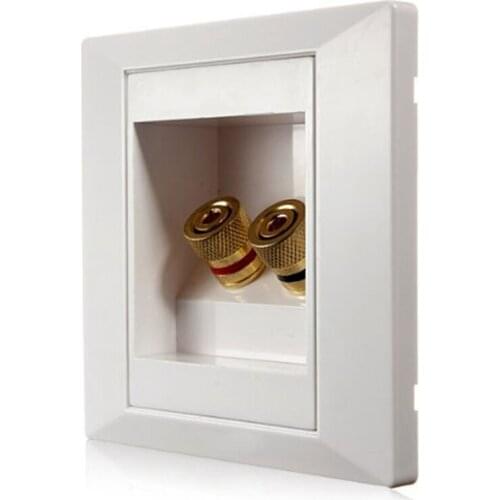 SODIAL(R)Wall Socket Connection Port with 2 Jack Speaker White