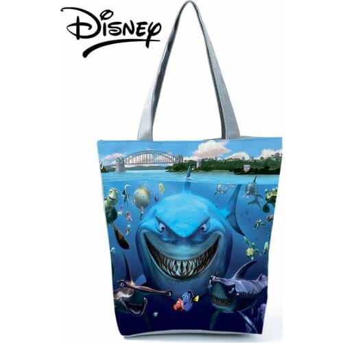 Disney Finding Nemo Fish Handbags Animal Shoppaing Bag Blue High Capacity Women Travel Beach Bag Tote Shark Printed Storage Bag