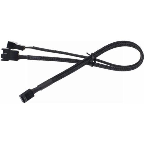 3Pin PWM Female Y-Splitter Dual 3Pin Male Computer Case Fan Power Extension Cable 30CM 11.81 Inches