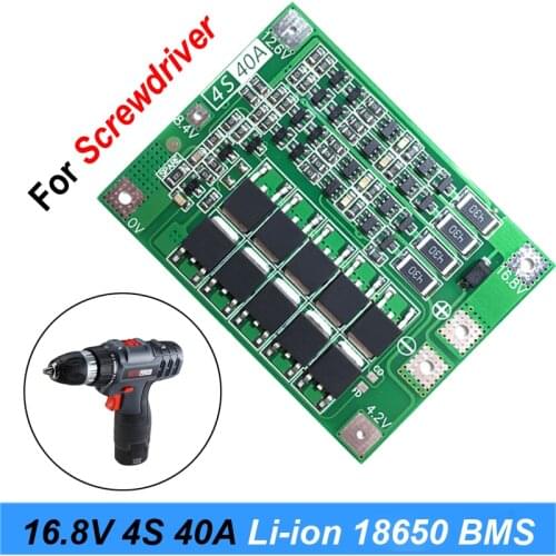 16.8V 4S 40A Lithium Battery 18650 Charger PCB BMS Protection Board with Balance For Screwdriver 14.4V 16.8V Lipo Cell Module