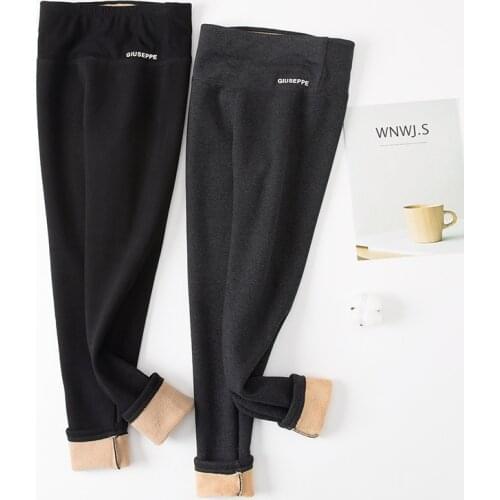 Winter High Waist Fleece Cotton Leggings Warm Pants Women Thicken Velvet Letter Print Fitness Soft Thermal Workout Leggings