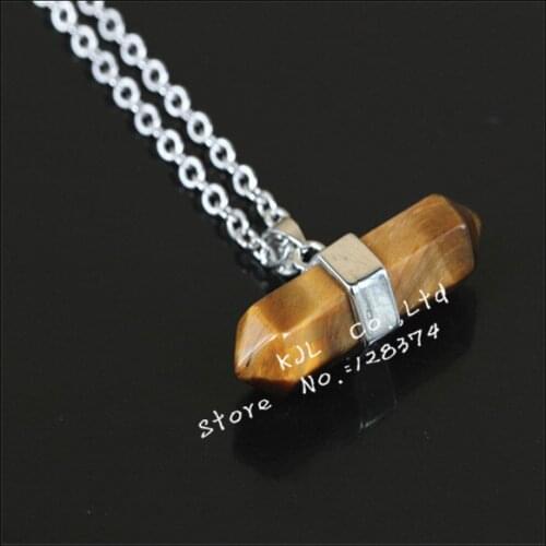 1pcs 2015 fashion natural gem beads pendant necklace fashion yellow tiger eye stone pendants silver plated necklace for women