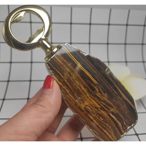 1pcs Natural Tiger Eyes Beer Bottle Opener stone classic Cool Ring Keychain Corkscrew practical bar kitchen