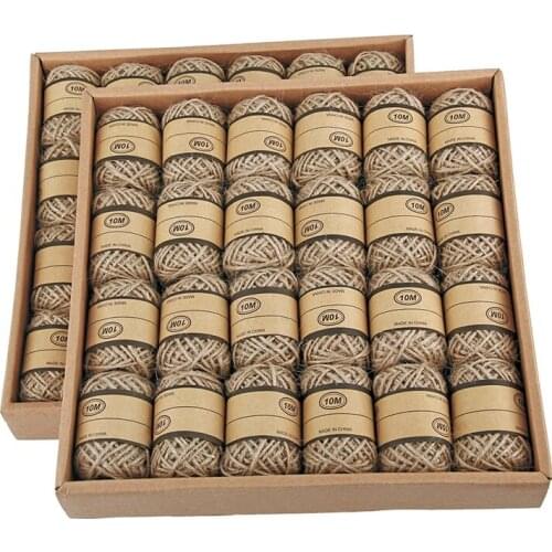 10meters/roll Natural Hemp Rope Twine 24Rolls/Box Jute Thread Cord for Hangtag gift package Home decorate