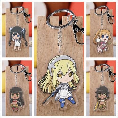 10 pcs Anime Dungeon ni Deai o Motomeru no wa Machigatte Iru Darouka Acrylic Keychain Toy Bag Pendant Double sided Key Ringtoy