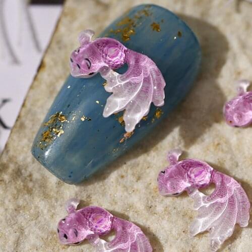 10Pcs/set Crystal Gradient Goldfish 3D Resin Nail Art Decoration Charm Rhinestone Jewelry Gem Manicure Decals Ornaments