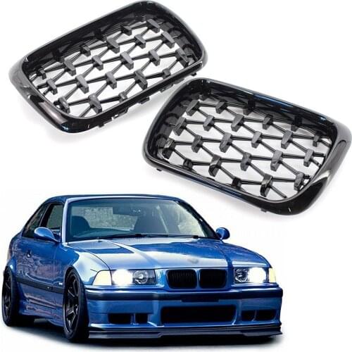 2Pcs/Set Car Fromt Uper Kidney Grille For BMW E36 3 Series 1997 1998 1999 Diamond Meteor Style Car Accessories