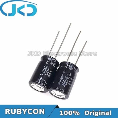 20pcs RUBYCON 4.7UF 400V 10*16mm 105℃ 4.7UF400V 400V4.7UF 10x16mm Aluminum Electrolytic Capacitor