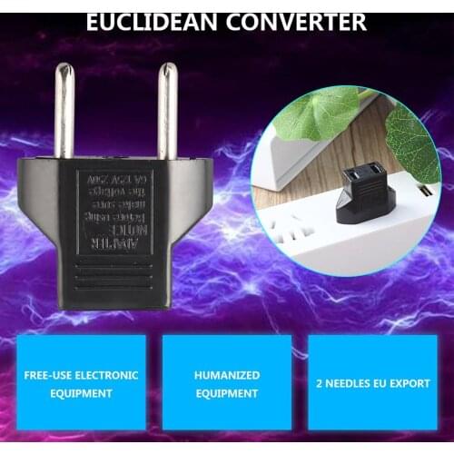 2020 New Universal EU Adapter Plug 2 Flat Pin To EU 2 Round Pin Plug Socket Power Charger Travel Necessity Household Use
