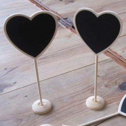 5pcs Table Number Card Stand Heart Shape Wooden Blackboard Wedding Party Table Number Card Chalkboard Stands Message Board