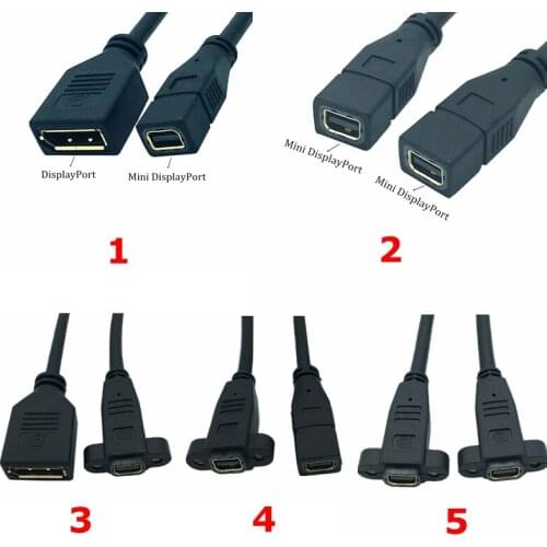 30cm Thunderbolt Mini DisplayPort Female To DP DisplayPort & Mini DP Display Port female Adapter Cable 2K*4K@60Hz with screws