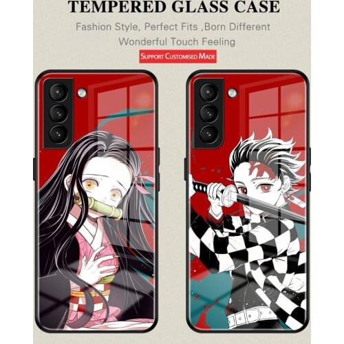 Anime Demon Slayer Hashibira Inosuke tempered glass shell phone case For Samsung S8 9 10 10E 20 20Plus Note8 9 10 20 21 21Ultra