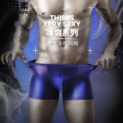 AOELEMENT Summer Lightweight Breathable Mesh Ice Silk Mens Underwear Mens Boxer Shorts Summer Mesh Boxer Shorts Mens Short