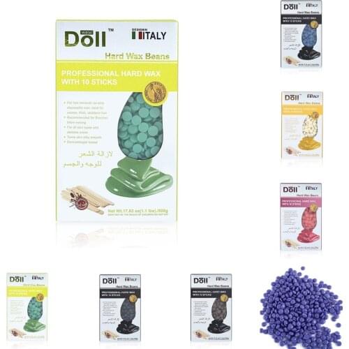 500g Hot Film Hard Wax Beans Hair Removal Beads +10 Pieces Applicators Sticks Kit