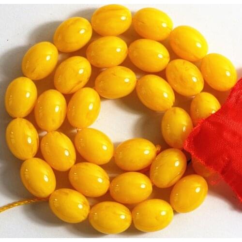 Hot sale gold yellow resin beeswax 6*9mm 8*11mm 10*13mm 12*16mm 13*18mm rice loose beads making Jewelry B48