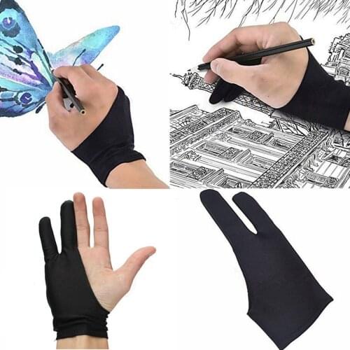 Black 2 Finger Anti-fouling Glove Drawing & Pen Graphic Tablet Pad Right And Left Hand Glove For Artist Black