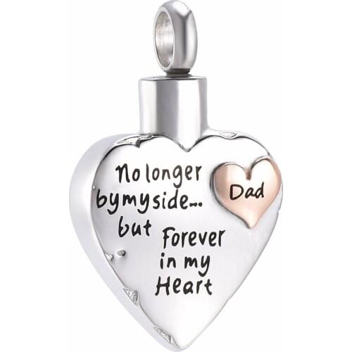 CMJ9980 No Longer By My Side, but forever in Urn Pendant heart Cremation Urn Pendant Necklace Charm Memorial Jewelry dad