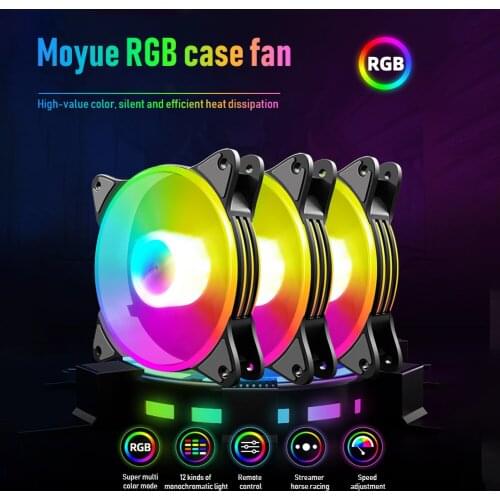 COOLMOON 12cm Small 6 Pin PC Case Cooling Fan RGB Desktop Computer Chassis Heatsink Radiator Cooler with Controller Kit for PC