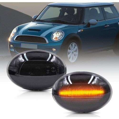 For MINI Cooper MKII 2006-2014 2nd Gen R55 R56 R57 R58 R59 Black Smoked Lens Amber LED Front Sidemarker Lamps