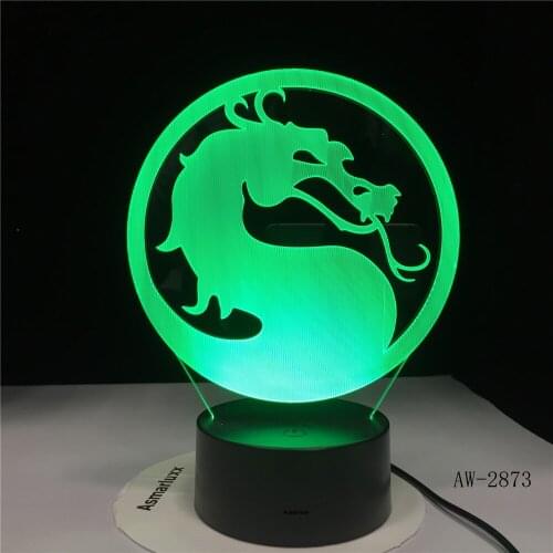 Head Turn Dragon 3D Illusion USB Touch Sensor RGBW Child Kids Gift Night Fury Night Light LED Desk Decoration Table Lamp AW-2873