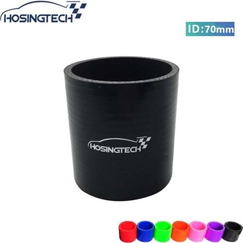 HOSINGTECH-Straight Silicone Hose 2.75" 70mm 3-Ply Intercooler Coupler Tube Pipe Black Color