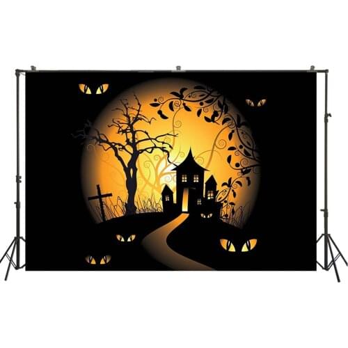 HUAYI Photography Backdrop Halloween Pumpkin Lantern Horror Night Moon Photo Booth Background Newborns Studio Room Decor W-4118