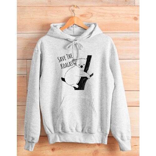 Save the koalas hoodie slogan Call for protection cotton casual warmer winter spring cloth graphic cute kawaii gift tops