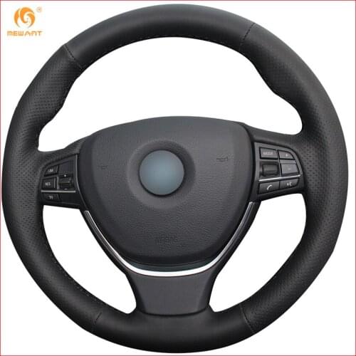 MEWANT Black Artificial Leather Car Steering Wheel Cover for BMW F10 2014 520i 528i 2013 2014 730Li 740Li 750Li Accessories