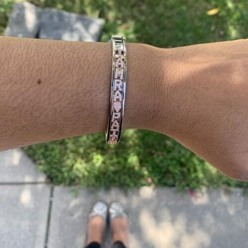 CZ stones DIY Bracelet for Women and Men and Children 2020 Personality Slider Bangle Roman Numeral Bracelet Women Bangle Sliding