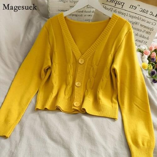 Fashion V Neck Knitted Cardigan Women Autumn 2021 Long Sleeve Loose Cardigans Sweater Solid Vintage Solid Cardigan Mujer 16287