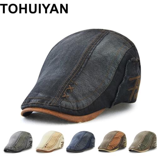 TOHUIYAN Classic Newsboy Cap For Men Vintage Cotton Gatsby Caps Casual Baker Boy Hat Women Fashion Boinas Duckbill Cabbie Hats