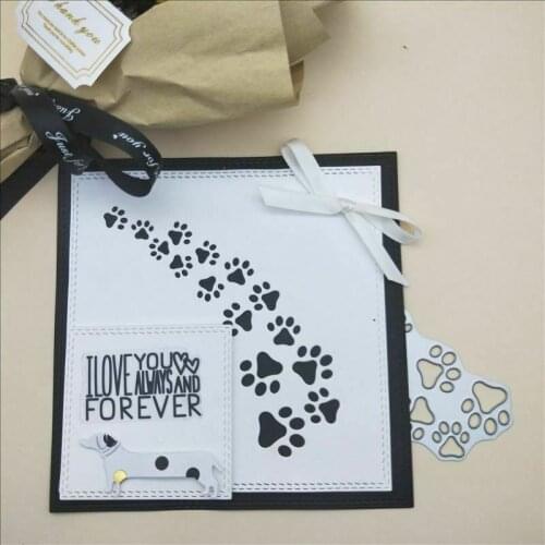 L-Sunday Crafts Die Cuts Dog Footprin Metal Cutting Dies Stencil Scrapbooking Embossing Paper Card Making Decor