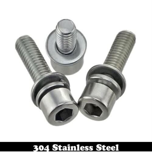 M6 M6*12/16/20 M6x12/16/20 304 Stainless Steel SS Allen Head Hex Hexagon Socket Bolt Spring Plain Washer Assembly Screw Set
