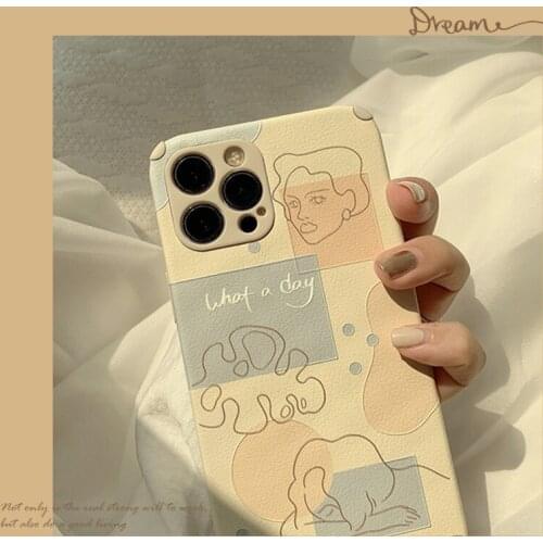 Retro sweet line woman girls Profile art Japanese Phone Case For iPhone 11 12 Pro Max Xr Xs Max 7 8 Plus x 7Plus case Cute Cover