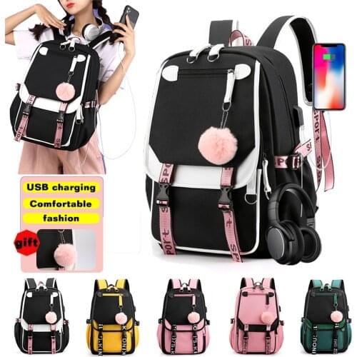 New Fashion Girls School Backpacks Anti Theft USB Charge Backpack Waterproof Multi Pocket Bagpack Teenage Travel Bag