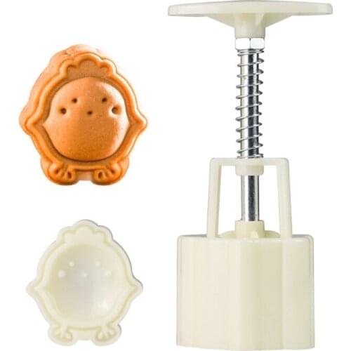 DIY 3D Mooncake Mold Set 50g Chick Pattern Shaped Moon Cake Plastic Mold Press Safe Cookie Molds for Mid-Autumn Festival