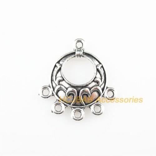 New 15Pcs Tibetan Silver Color Flower Round Moon Charms Connectors 23x26mm
