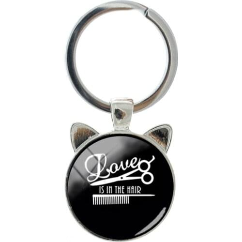NEW Hairdressing Tools Cartoon Cute Novelty Handmade Silver-plated Cat Ear Keychain Men And Women Accessories Keychain