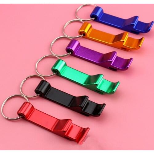 Portable Beer Bottle Opener Keychain 4 In 1 Pocket Aluminum Beer Bottle Opener Can 4 Colors Wedding Party Favor Gifts