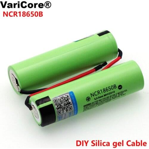 2pcs VariCore New Original NCR18650B 3.7 v 3400mAh 18650 Li-ion Rechargeable Battery Welding Silica gel Cable DIY