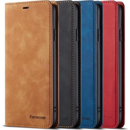 Original FORWENW Magnetic Leather Wallet Case Leather Bumper With Card Slot Flip Magnet Cover For iPhone 12 11 XR XS samsung S20