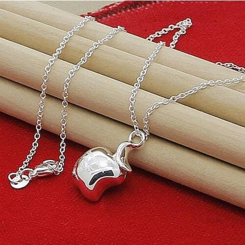Hot Sale 925 Sterling Silver Necklace Cute Apple Pendant Necklaces High Quality Jewelry 2019 New