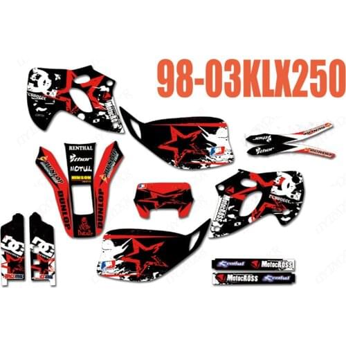 Full set of Sticker Kits Customized Number Name Graphics Decals for Kawasaki KLX250 KLX 250 1998 1999 2000 2001 2002 2003 250KLX