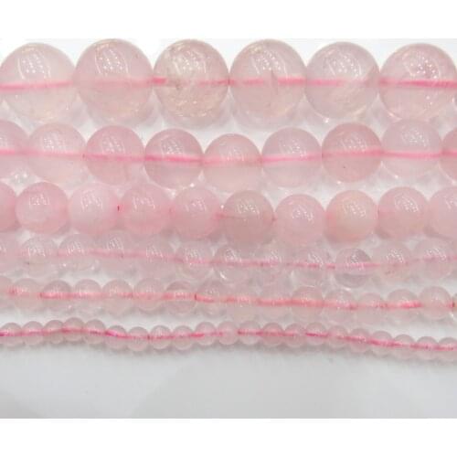Natural Stone Rose Pink Quartz Crystals Round Beads 4/6/8/10/12/14/MM Pick Size For Jewelry Making Diy Bracelet Necklace