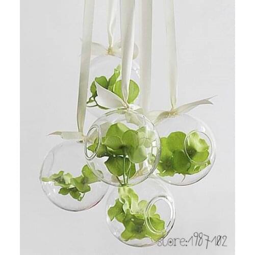 8pcs 6/8/10cm Clear Globe 6/8/10cm DIY Hanging Round Glass Air Plant Terrariums Balls Flower Globe Vase For Wedding Decorations