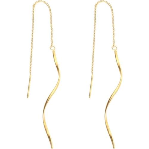 316L Stainless Steel Simple Titanium Steel Temperament Long Tassel Earrings Not Fade