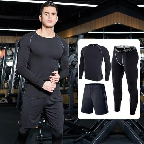 Sportswear man Suit sports mens tracksuit sports suit for men running sets 3pcs men Sports kit fitness clothes Men t-shirt gym