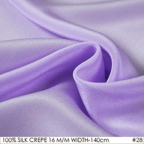 100% SILK CREPE DE CHINE 140cm width 16momme Natural Silk Needlework Patchwork Cloth DIY Violet NO 28