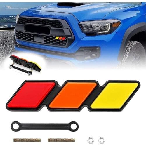 Tri-Color Grille Badge Emblem Decoration Car Truck Label for Toyota Tacoma 4Runner - Sequoia Rav4 Highlander